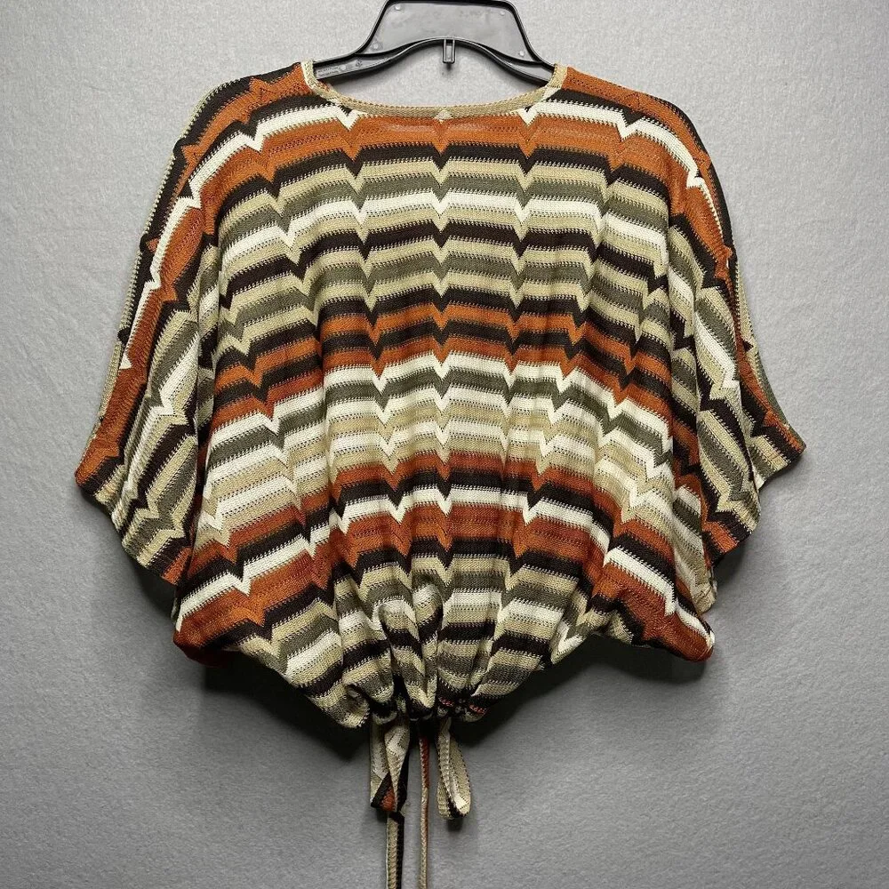 ZARA Striped Dolman Sleeve Elastic Waist Boho Top - Picture 8 of 9